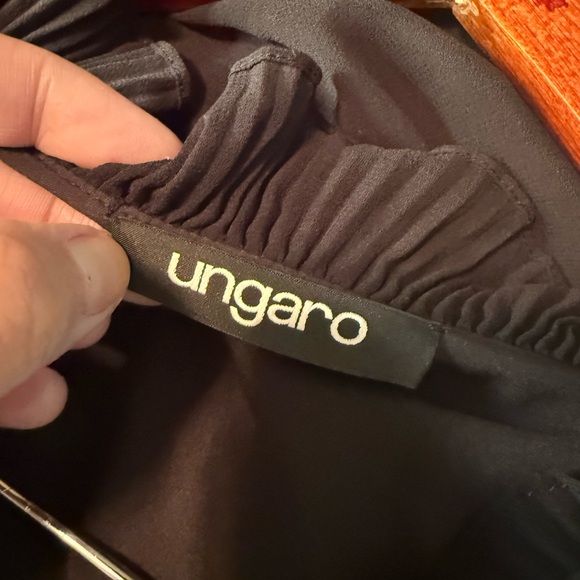 Ungaro Ziva Ruffle-Trim Crepe Chiffon Mini Dress Black Size XL - Picture 6 of 8